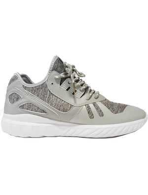 Mens Kai Lace Up Running Trainers with Panels in Grey