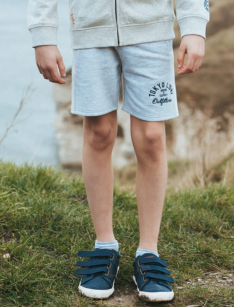 Boys K Westwood Pier Jogger Shorts in Ice Grey Marl Tokyo Laundry Ki