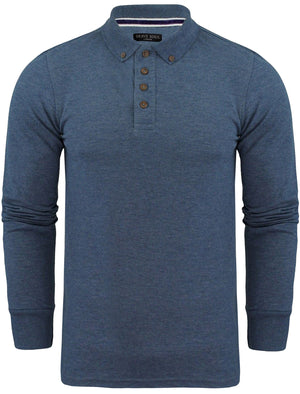 Howell Long Sleeve Polo Shirt in Ocean Blue