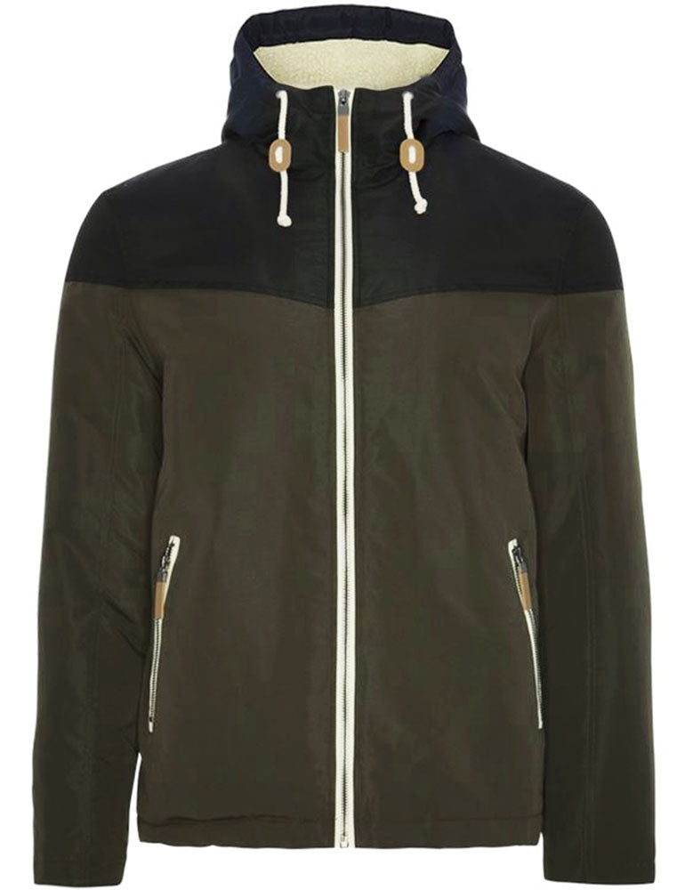Koeman Colour Block Hooded Windbreaker Jacket in Khaki â Tokyo Laundry