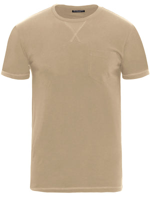 Arkhami Crew Neck T-Shirt with Chest Pocket in Brown