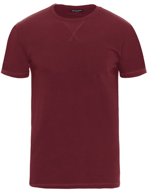 Arkhami Crew Neck T-Shirt with Chest Pocket in Oxblood