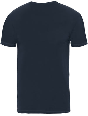 Arkhami Crew Neck T-Shirt with Chest Pocket in Navy