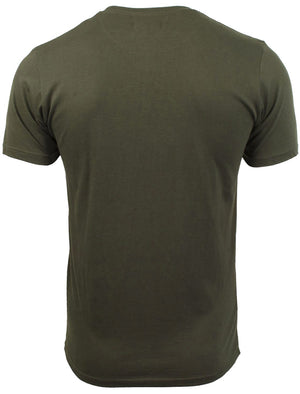 PulpD Cotton T-Shirt With Camo Chest Pocket in Khaki