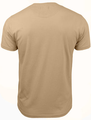 PulpD Cotton T-Shirt With Camo Chest Pocket in Stone