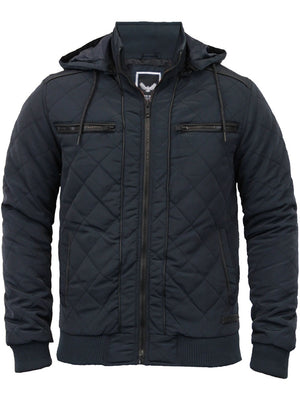 Tilsley Diamond Quilted Jacket with Detachable Hood in Navy
