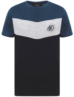 Baller Colour Block Cotton Jersey T-Shirt in Sargasso Blue - Dissident
