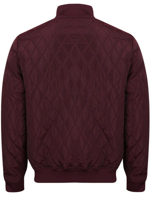 Barnes Diamond Quilted Bomber Jacket In Wine Tasting - Dissident