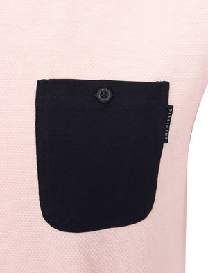 Bax Textured Cotton Slub T-Shirt with Contrast Chest Pocket In Blushing Pink - Dissident