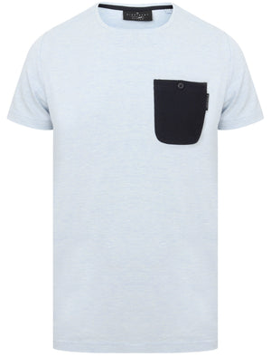 Bax Textured Cotton Slub T-Shirt with Contrast Chest Pocket In Skyway - Dissident