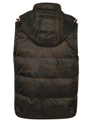 Curzon Camo Print Quilted Gilet in Khaki - Dissident