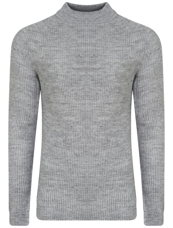 Domino Turtle Neck Knitted Jumper in Light Silver Marl - Dissident