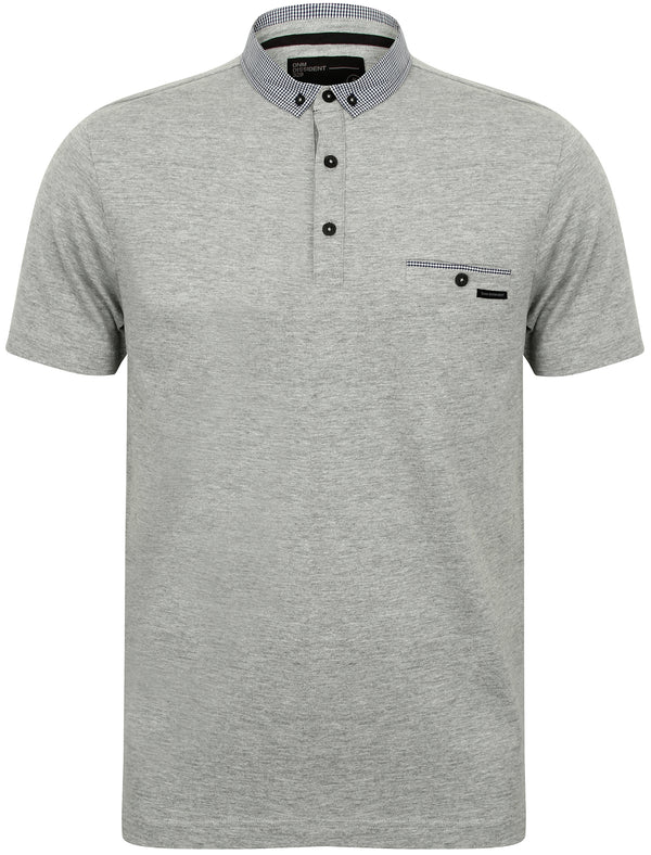 Dunbar Cotton Jersey Polo Shirt in Light Grey Marl - Dissident