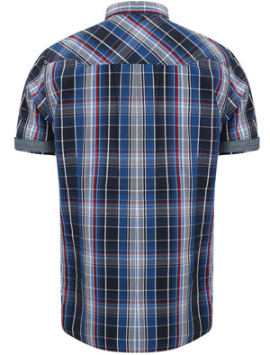 Garrix Checked Short Sleeve Shirt in Olympian Blue - Dissident