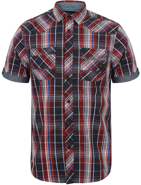 Garrix Checked Short Sleeve Shirt in Rio Red - Dissident