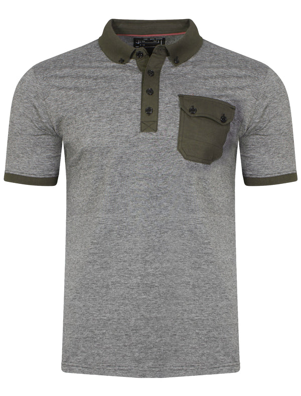 Lovato Microstripe Polo Shirt in Khaki / Black Grey Marl - Dissident