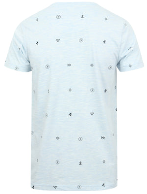 Mikio Symbol Print Cotton Slub T-Shirt with Chest Pocket In Skyway - Dissident