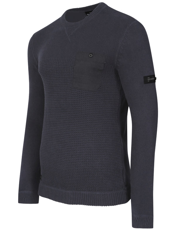 Miller Cable Knit Jumper with Pocket in Ebony - Dissident
