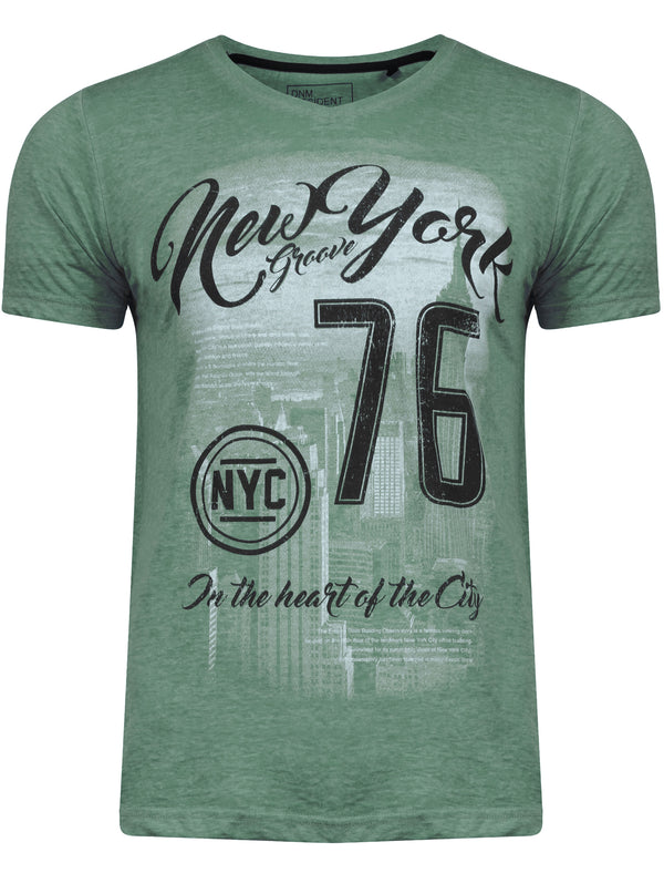Newburn Motif Burnout T-Shirt in Mallard Green - Dissident