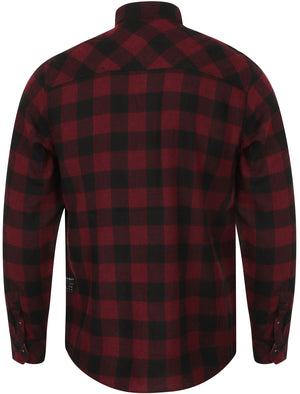 Peres Brushed Cotton Checked Shirt In Deep Red / Black - Dissident