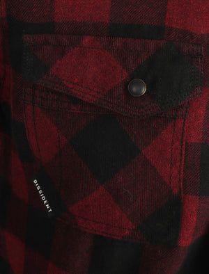 Peres Brushed Cotton Checked Shirt In Deep Red / Black - Dissident