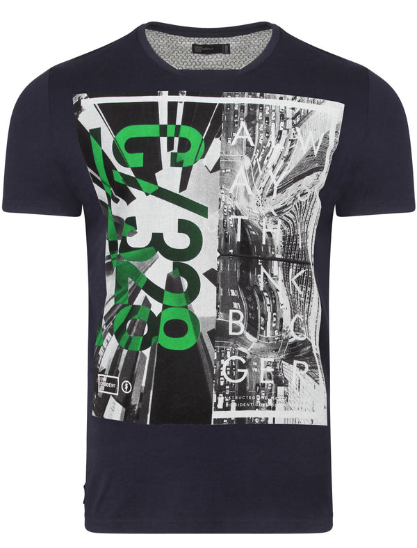 Prism Motif Cotton T-Shirt in True Navy - Dissident