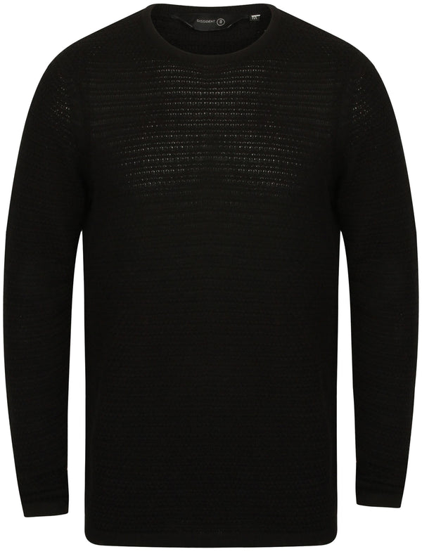 West Cotton Crew Neck Textured Jumper in Black - Dissident
