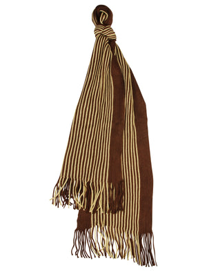 Dylan Striped Cable Knitted Scarf in Brown