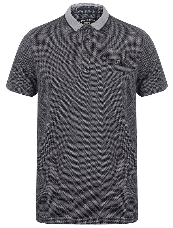 Leopold Jacquard Cotton Polo Shirt In True Navy - Kensington Eastside