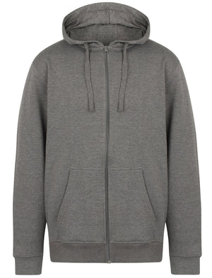 Kesler Brush Back Fleece Basic Zip Through Hoodie In Grey