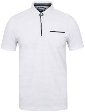 Ensign Jacquard Pique Polo Shirt in Optic White - Le Shark