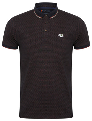 Hocking Printed Cotton Polo Shirt in Port - Le Shark
