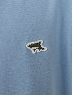Boys Kensal V Neck Cotton Jersey T-Shirt in Placid Blue - Le Shark Kids