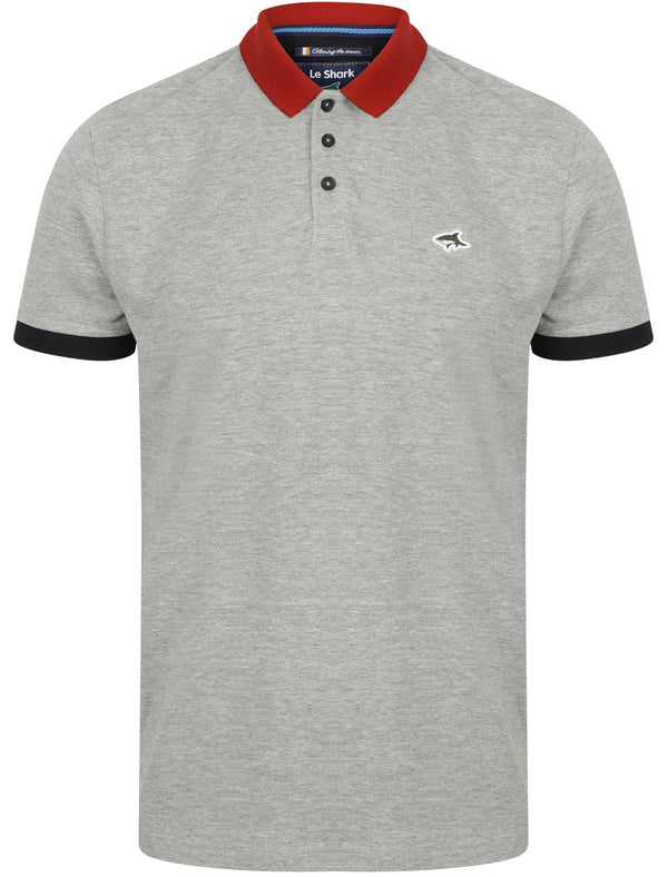 Langstone Cotton Pique Polo Shirt In Light Grey Marl - Le Shark
