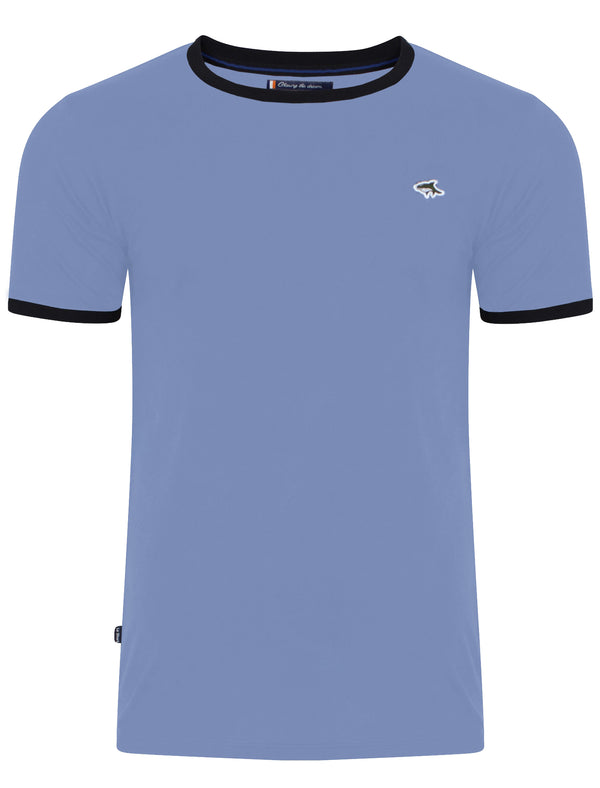 Petersham Contrast Trim Ringer T-Shirt in Placid Blue - Le Shark