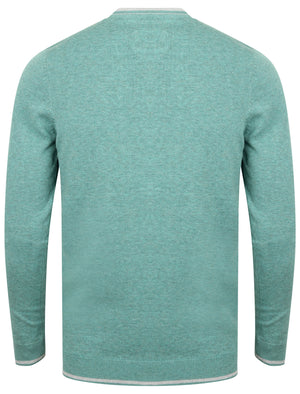 Red Star Tipped Cotton Knitted Jumper In Pale Green Marl - Le Shark