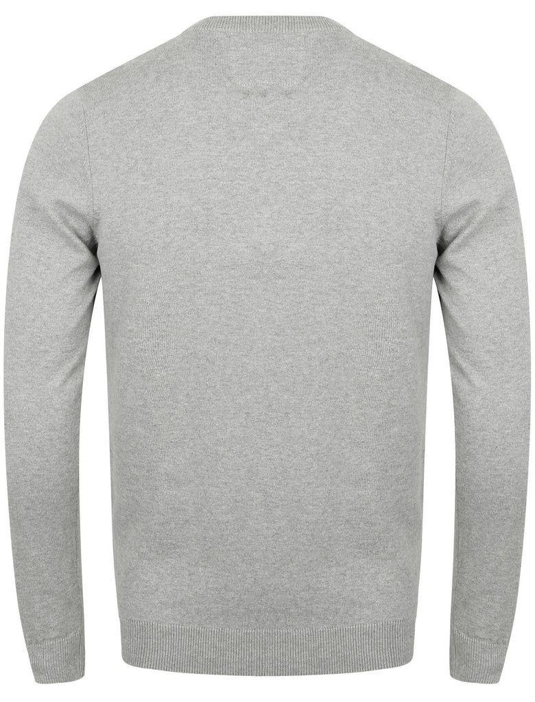 Skua Cotton Knit V Neck Jumper In Light Silver Marl - Le