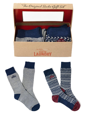 Tokyo Laundry Macklemore blue sock and red sock gift set (2 Pack)