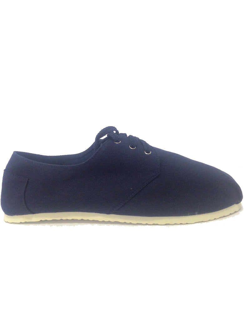 Mens Jonas Lace Up Canvas Plimsolls in Navy Tokyo Laundry