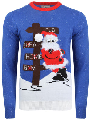 Merry Christmas blue Drunk Santa jumper