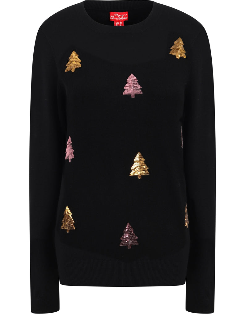 Ladies black christmas jumper sale