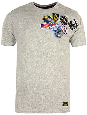 Stuart Patch Embroidery Short Sleeve T-Shirt in Grey Marl