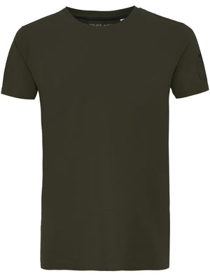 Shaun Crew Neck T-Shirt with Zip Sleeve Pocket In Khaki