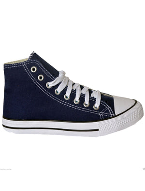 Womens Clara Lace up Canvas Hi Top Trainers in Navy