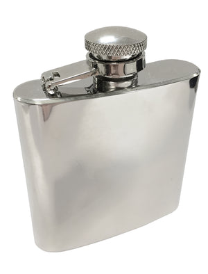 Nick 2½ oz Polished Stainless Steel Hip Flask in Silver