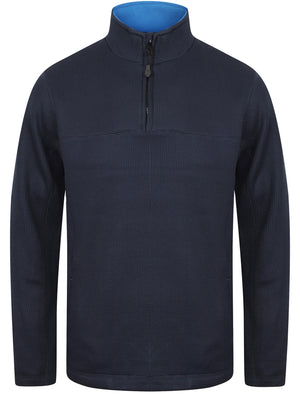 Douglas Textured Fleece Lined Pullover In Midnight Blue - Northern Expo