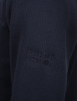 Douglas Textured Fleece Lined Pullover In Midnight Blue - Northern Expo