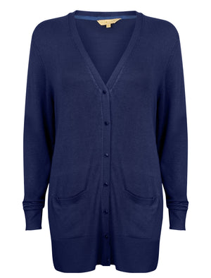 Wycliffe Button Up Cardigan in Blue Depths - Plum Tree