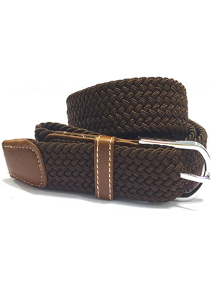 Quinn Textured Woven and Leather Belt in Brown