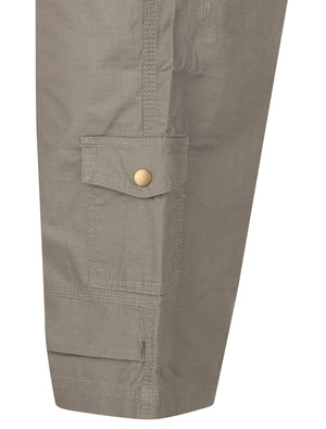 Juno Ripstop Cotton Cargo Shorts with Belt In Light Grey